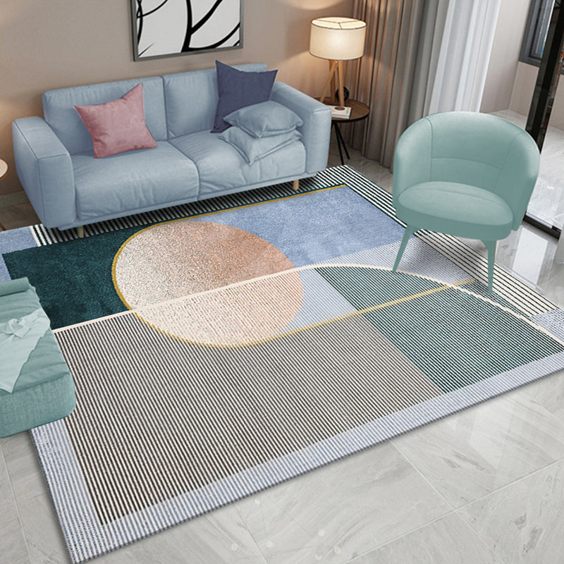 Novelty Geometric Pattern Rug with Stripe Multicolor Polyester Rug Non-Slip Pet Friendly Washable Are Rug for Living Room Blue Clearhalo 'Area Rug' 'Modern' 'Rugs' Rug' 1811565