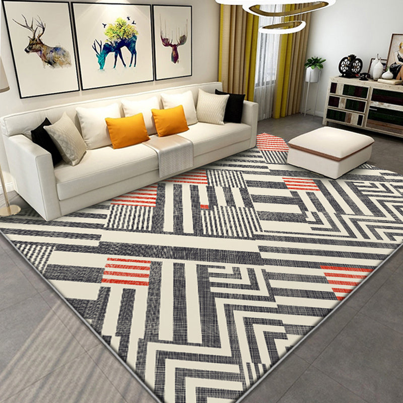 Novelty Geometric Pattern Rug with Stripe Multicolor Polyester Rug Non-Slip Pet Friendly Washable Are Rug for Living Room Black Clearhalo 'Area Rug' 'Modern' 'Rugs' Rug' 1811571