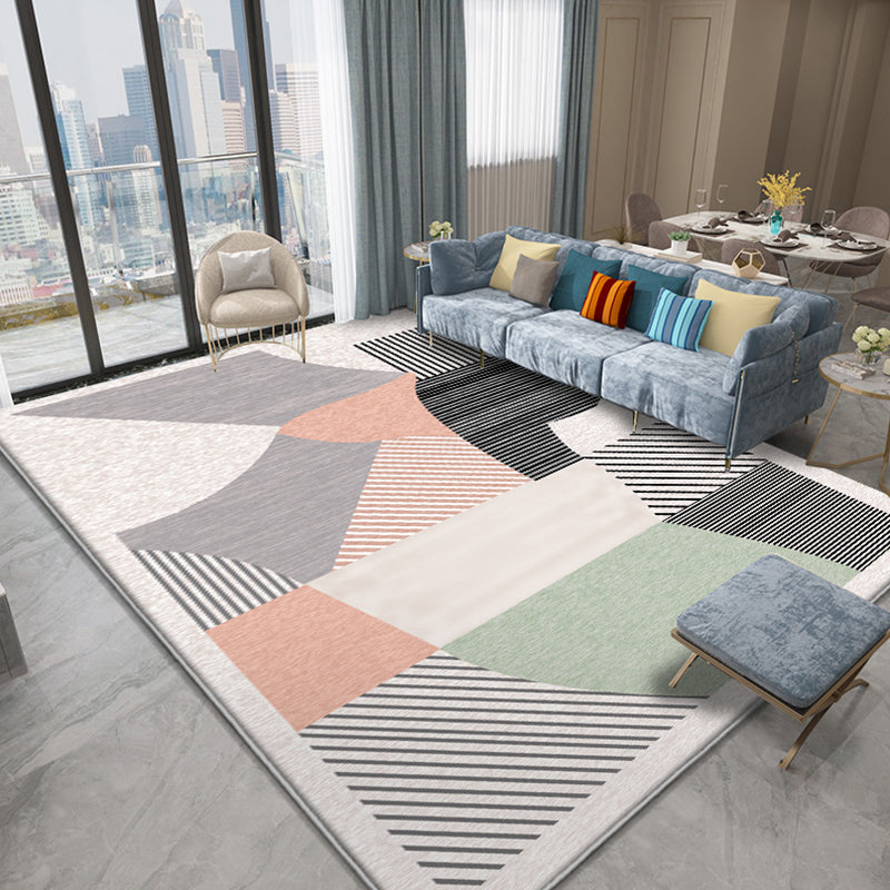 Novelty Geometric Pattern Rug with Stripe Multicolor Polyester Rug Non-Slip Pet Friendly Washable Are Rug for Living Room Beige Clearhalo 'Area Rug' 'Modern' 'Rugs' Rug' 1811572