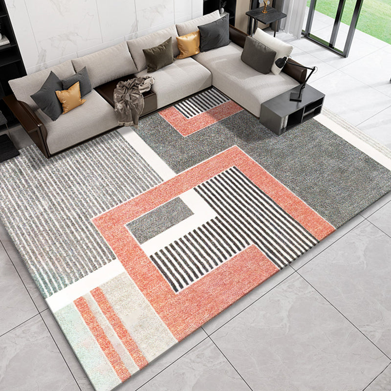 Novelty Geometric Pattern Rug with Stripe Multicolor Polyester Rug Non-Slip Pet Friendly Washable Are Rug for Living Room Grey Clearhalo 'Area Rug' 'Modern' 'Rugs' Rug' 1811573