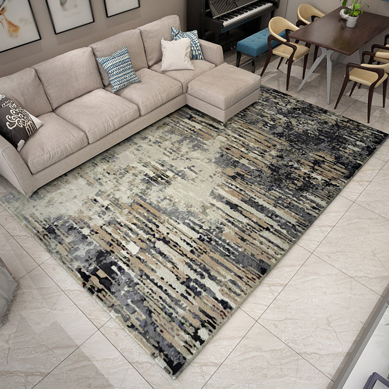 Unusual Abstract Rug Grey Industrial Rug Polyester Pet Friendly Non-Slip  Backing Washable Area Rug for Living Room