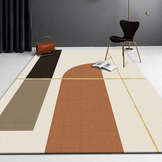 Multicolor Living Room Rug Minimalist Colorblock Rug Polyester Washable Anti-Slip Backing Pet Friendly Carpet Cream Clearhalo 'Area Rug' 'Modern' 'Rugs' Rug' 1811795