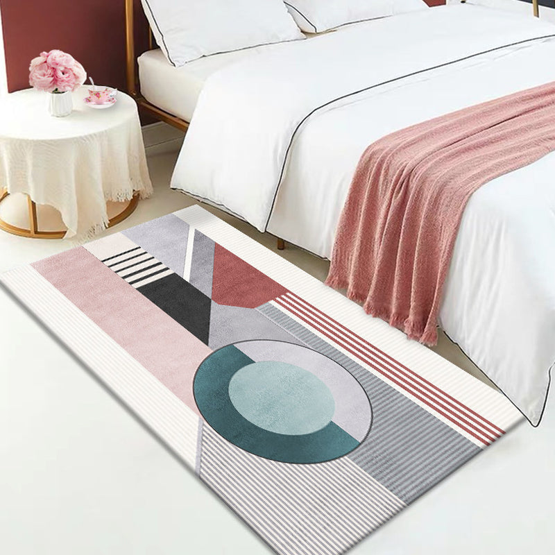 Modernist Geometric Pattern Rug with Stripe Multicolor Polyester Rug Non-Slip Pet Friendly Washable Are Rug for Bedroom Cameo Brown Clearhalo 'Area Rug' 'Modern' 'Rugs' Rug' 1811811