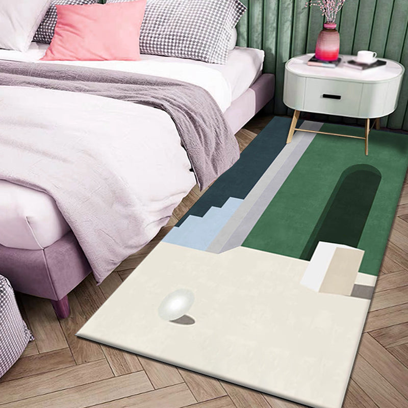 Modernist Geometric Pattern Rug with Stripe Multicolor Polyester Rug Non-Slip Pet Friendly Washable Are Rug for Bedroom Green Clearhalo 'Area Rug' 'Modern' 'Rugs' Rug' 1811814