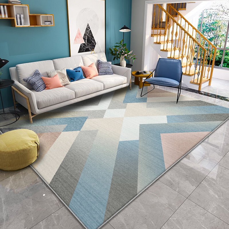 Multicolor Geometric Pattern Rug Polyester Contemporary Rug Pet Friendly Washable Non-Slip Area Rug for Living Room Blue Clearhalo 'Area Rug' 'Modern' 'Rugs' Rug' 1811825