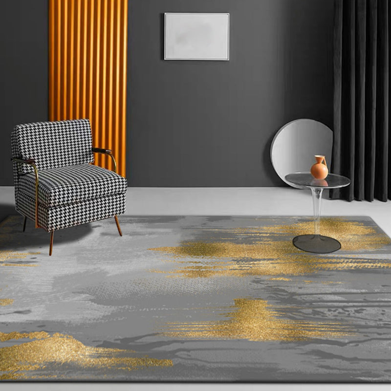 Gold Abstract Rug Polyester Minimalist Rug Pet Friendly Washable Non-Slip Area Rug for Living Room Clearhalo 'Area Rug' 'Modern' 'Rugs' Rug' 1811855