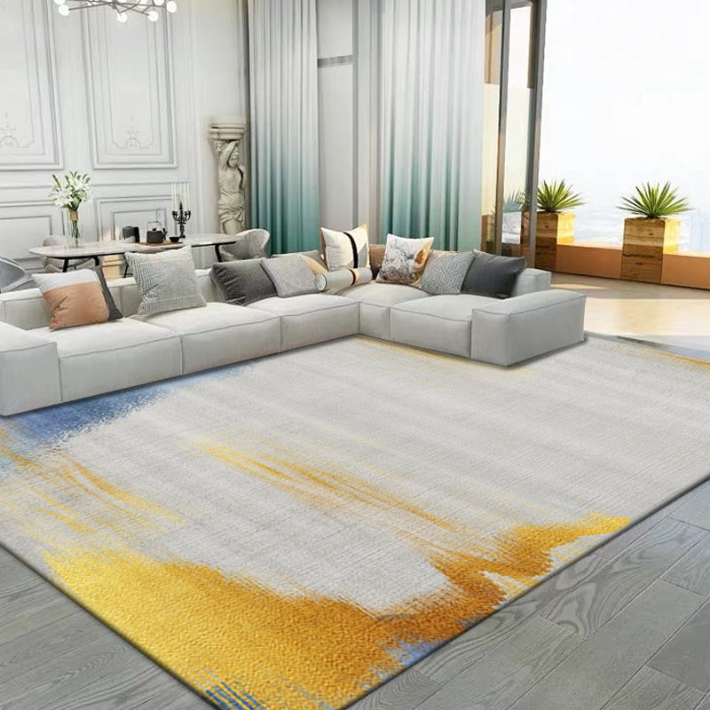 Gold Abstract Rug Polyester Minimalist Rug Pet Friendly Washable Non-Slip Area Rug for Living Room Grey Clearhalo 'Area Rug' 'Modern' 'Rugs' Rug' 1811865