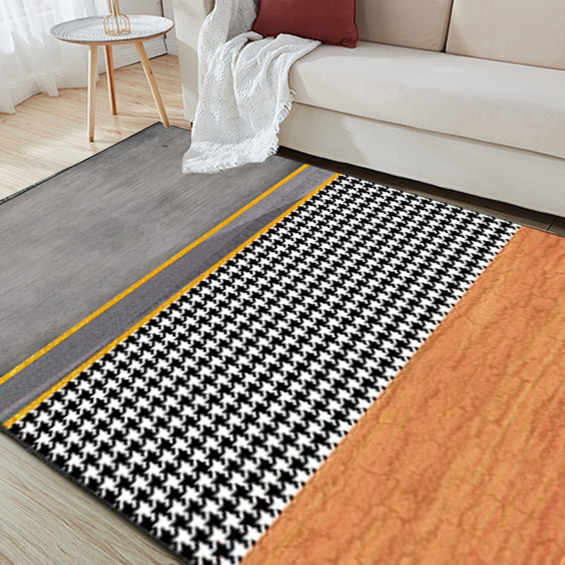 Grey Houndstooth Pattern Rug Polyester Minimalist Rug Pet Friendly Washable Non-Slip Area Rug for Living Room Clearhalo 'Area Rug' 'Modern' 'Rugs' Rug' 1811897