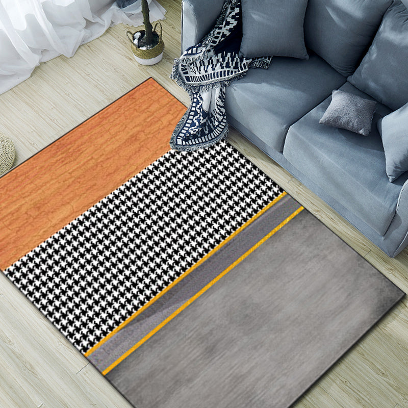 Grey Houndstooth Pattern Rug Polyester Minimalist Rug Pet Friendly Washable Non-Slip Area Rug for Living Room Clearhalo 'Area Rug' 'Modern' 'Rugs' Rug' 1811898