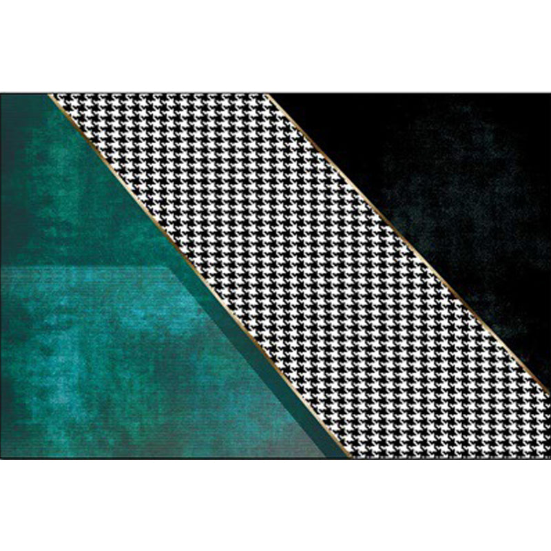 Modernist Colorblock Houndstooth Pattern Rug Black and Green Polyester Rug Non-Slip Pet Friendly Washable Are Rug for Bedroom Clearhalo 'Area Rug' 'Modern' 'Rugs' Rug' 1811918