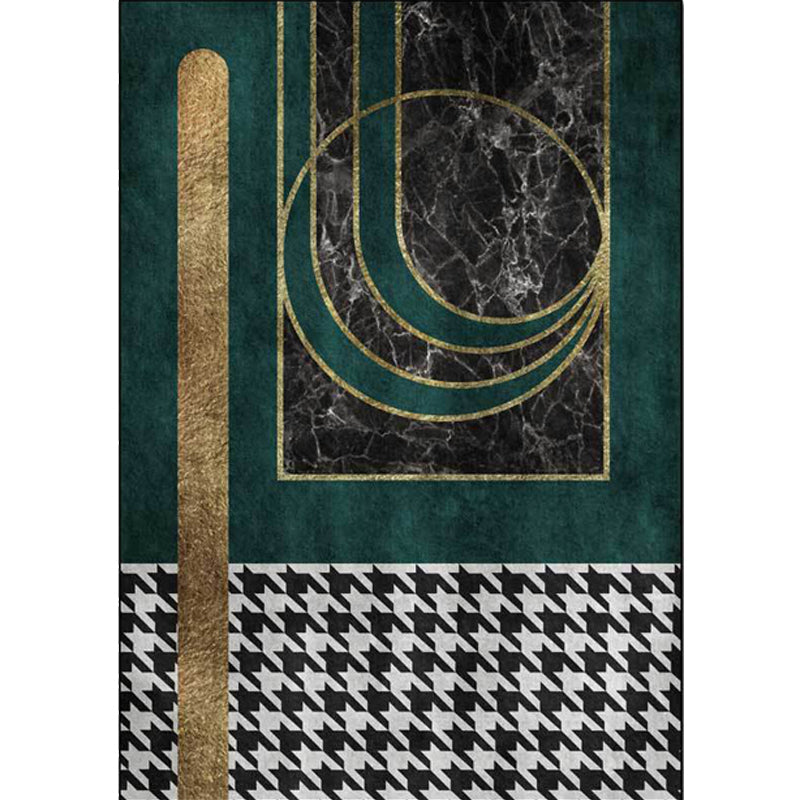 Green Geometric Pattern Rug with Houndstooth Polyester Minimalist Rug Pet Friendly Washable Non-Slip Area Rug for Living Room Clearhalo 'Area Rug' 'Modern' 'Rugs' Rug' 1811934