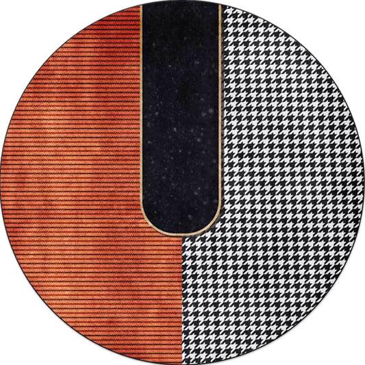 Orange Houndstooth Pattern Rug Polyester Minimalist Rug Pet Friendly Washable Non-Slip Area Rug for Living Room Clearhalo 'Area Rug' 'Modern' 'Rugs' Rug' 1811998