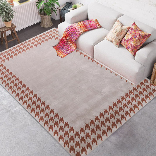 Stylish Houndstooth Pattern Rug Orange-Red Modern Rug Polyester Pet Friendly Washable Non-Slip Area Rug for Bedroom Orange-Red 3'11" x 5'7" Clearhalo 'Area Rug' 'Modern' 'Rugs' Rug' 1812012