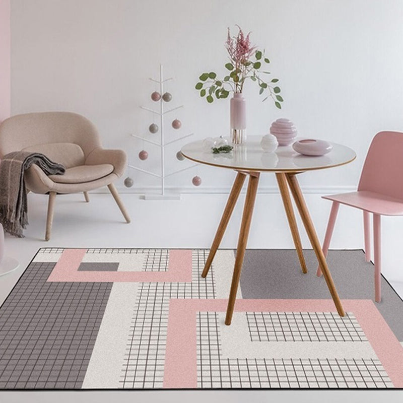 Stylish Geometric Pattern Rug Multicolor Modern Rug Polyester Pet Friendly Washable Non-Slip Area Rug for Bedroom Pink Clearhalo 'Area Rug' 'Modern' 'Rugs' Rug' 1812026