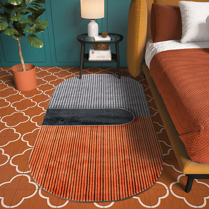 Orange Living Room Rug Modernism Houndstooth Pattern Rug Polyester Washable Anti-Slip Backing Pet Friendly Carpet Orange 2'7" x 5'3" Clearhalo 'Area Rug' 'Modern' 'Rugs' Rug' 1812049