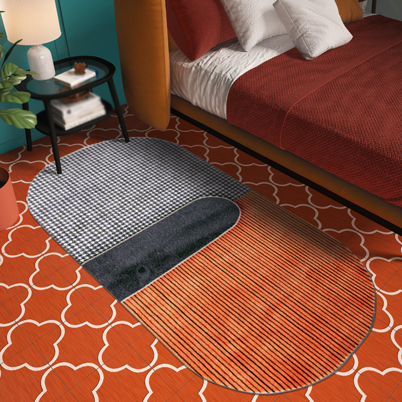 Orange Living Room Rug Modernism Houndstooth Pattern Rug Polyester Washable Anti-Slip Backing Pet Friendly Carpet Clearhalo 'Area Rug' 'Modern' 'Rugs' Rug' 1812050