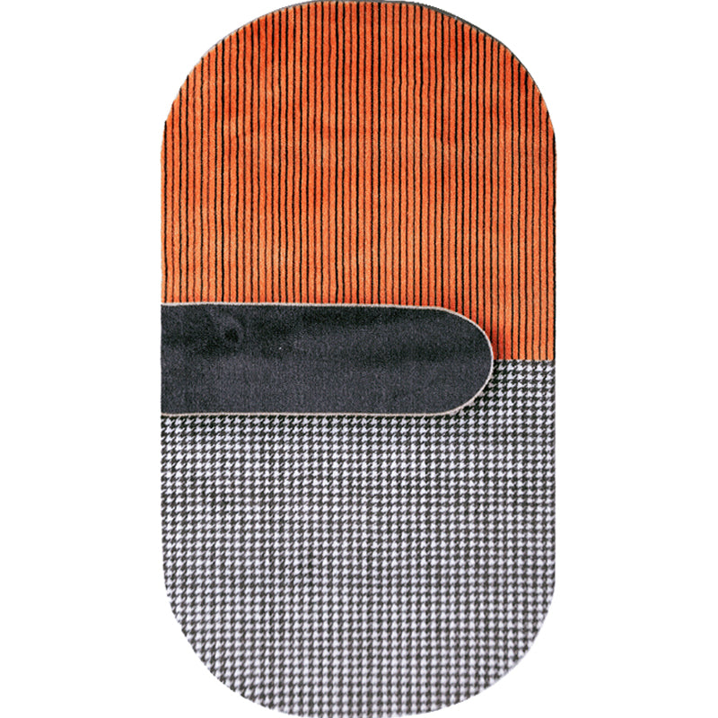 Orange Living Room Rug Modernism Houndstooth Pattern Rug Polyester Washable Anti-Slip Backing Pet Friendly Carpet Clearhalo 'Area Rug' 'Modern' 'Rugs' Rug' 1812051