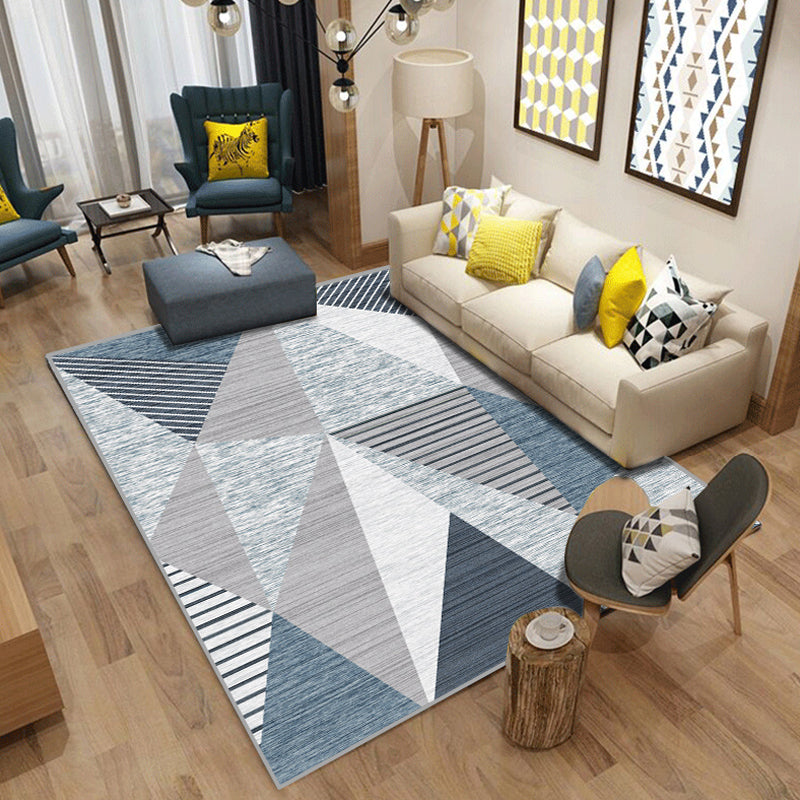 Funky Geometric Pattern Rug with Stripe Blue Modern Rug Polyester Pet Friendly Washable Non-Slip Area Rug for Bedroom Clearhalo 'Area Rug' 'Modern' 'Rugs' Rug' 1812061