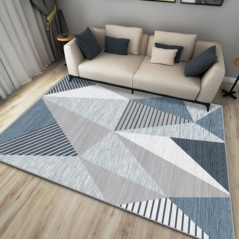 Funky Geometric Pattern Rug with Stripe Blue Modern Rug Polyester Pet Friendly Washable Non-Slip Area Rug for Bedroom Clearhalo 'Area Rug' 'Modern' 'Rugs' Rug' 1812062