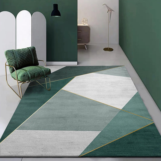 Green Geometric Pattern Rug Polyester Minimalist Rug Pet Friendly Washable Non-Slip Area Rug for Living Room Green Clearhalo 'Area Rug' 'Modern' 'Rugs' Rug' 1812068