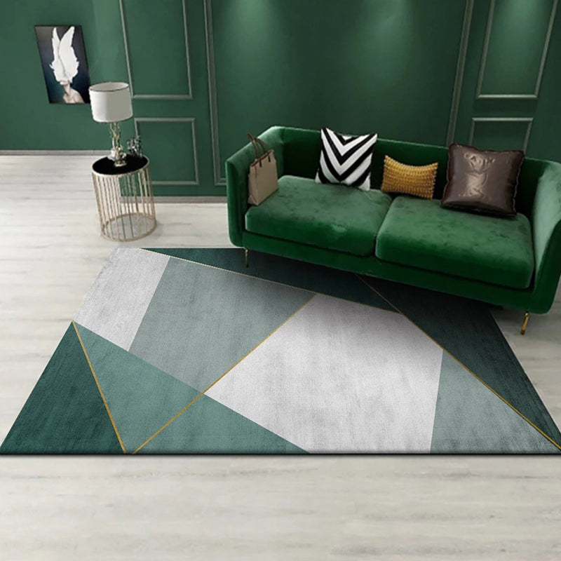 Green Geometric Pattern Rug Polyester Minimalist Rug Pet Friendly Washable Non-Slip Area Rug for Living Room Clearhalo 'Area Rug' 'Modern' 'Rugs' Rug' 1812070