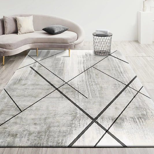 Grey Living Room Rug Modernism Geometric Pattern Rug Polyester Washable Anti-Slip Backing Pet Friendly Carpet Clearhalo 'Area Rug' 'Modern' 'Rugs' Rug' 1812076