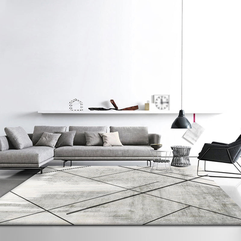 Grey Living Room Rug Modernism Geometric Pattern Rug Polyester Washable Anti-Slip Backing Pet Friendly Carpet Clearhalo 'Area Rug' 'Modern' 'Rugs' Rug' 1812078