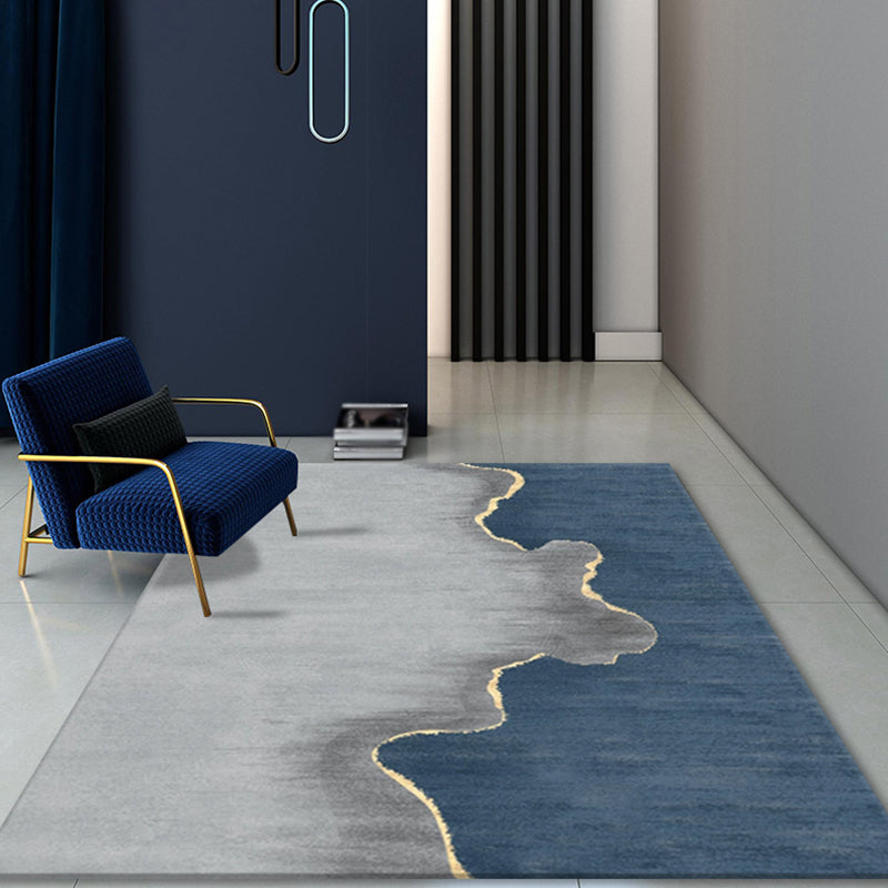 Grey and Blue Colorblock Rug Polyester Minimalist Rug Pet Friendly Washable Non-Slip Area Rug for Living Room Grey Clearhalo 'Area Rug' 'Modern' 'Rugs' Rug' 1812084