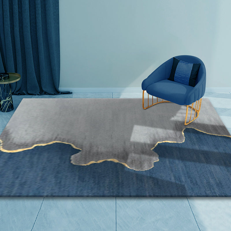 Grey and Blue Colorblock Rug Polyester Minimalist Rug Pet Friendly Washable Non-Slip Area Rug for Living Room Clearhalo 'Area Rug' 'Modern' 'Rugs' Rug' 1812085