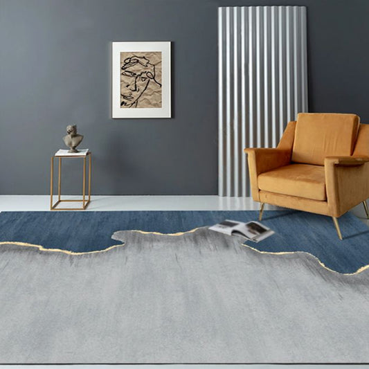 Grey and Blue Colorblock Rug Polyester Minimalist Rug Pet Friendly Washable Non-Slip Area Rug for Living Room Clearhalo 'Area Rug' 'Modern' 'Rugs' Rug' 1812086