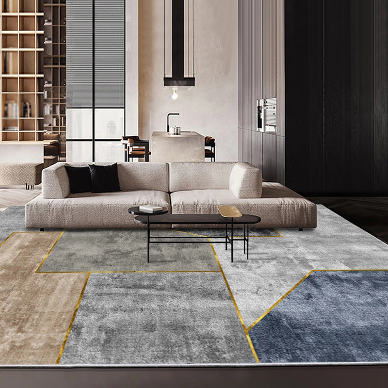 Grey Living Room Rug Modernism Geometric Pattern Rug Polyester Washable Anti-Slip Backing Pet Friendly Carpet Grey Clearhalo 'Area Rug' 'Modern' 'Rugs' Rug' 1812122