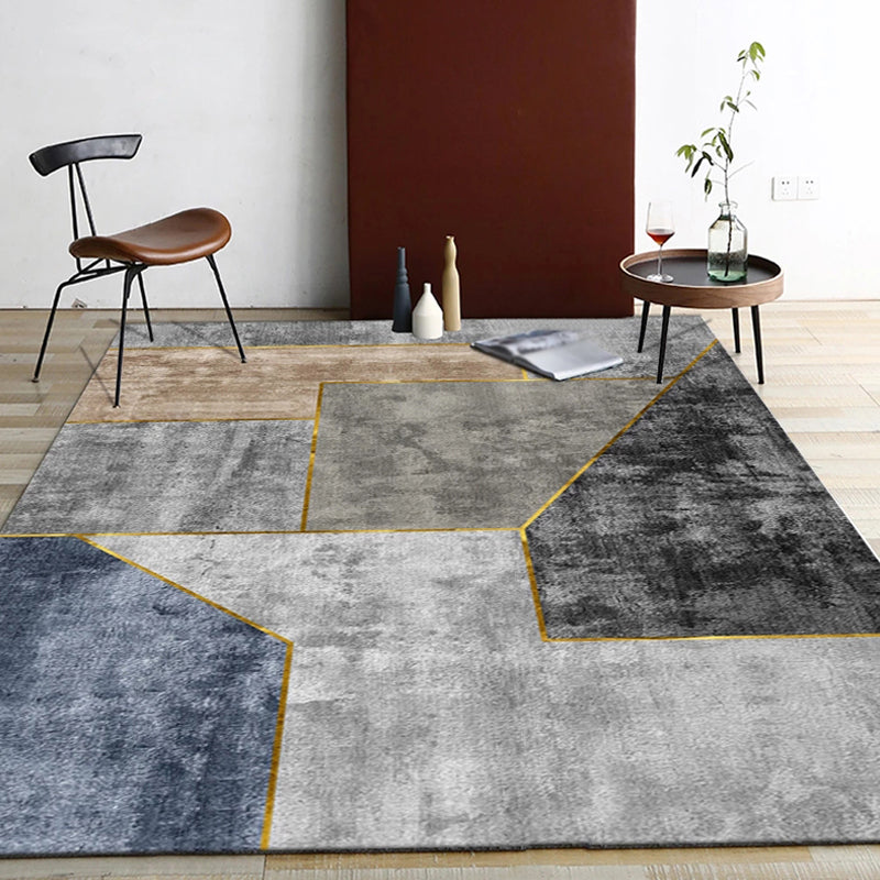 Grey Living Room Rug Modernism Geometric Pattern Rug Polyester Washable Anti-Slip Backing Pet Friendly Carpet Clearhalo 'Area Rug' 'Modern' 'Rugs' Rug' 1812123