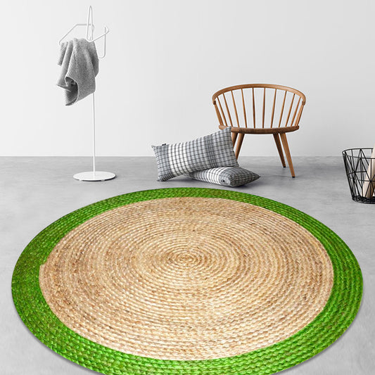 Green and Yellow Circles Rug Sisal Rural Rug Pet Friendly Washable Non-Slip Area Rug for Bedroom Clearhalo 'Area Rug' 'Rug' 1812263