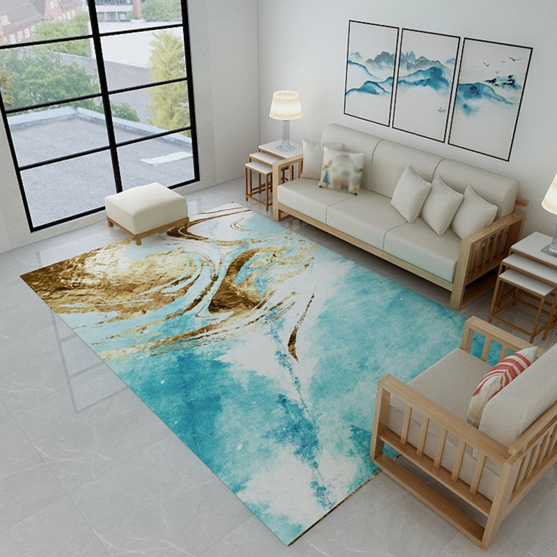 Stylish Watercolor Pattern Rug Blue Industrial Rug Polyester Pet Friendly Washable Non-Slip Area Rug for Bedroom Blue Clearhalo 'Area Rug' 'Rug' 1812464