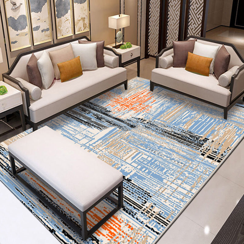 Creative Abstract Rug Multicolor Industrial Rug Polyester Pet Friendly  Non-Slip Backing Washable Area Rug for Living Room