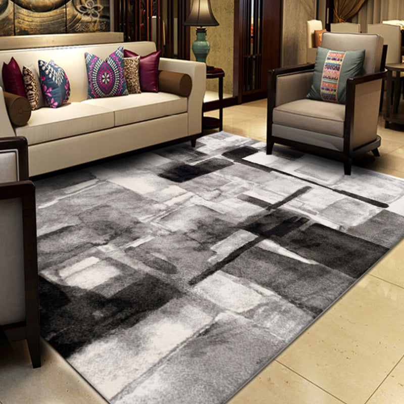 Creative Abstract Rug Multicolor Industrial Rug Polyester Pet Friendly  Non-Slip Backing Washable Area Rug for Living Room