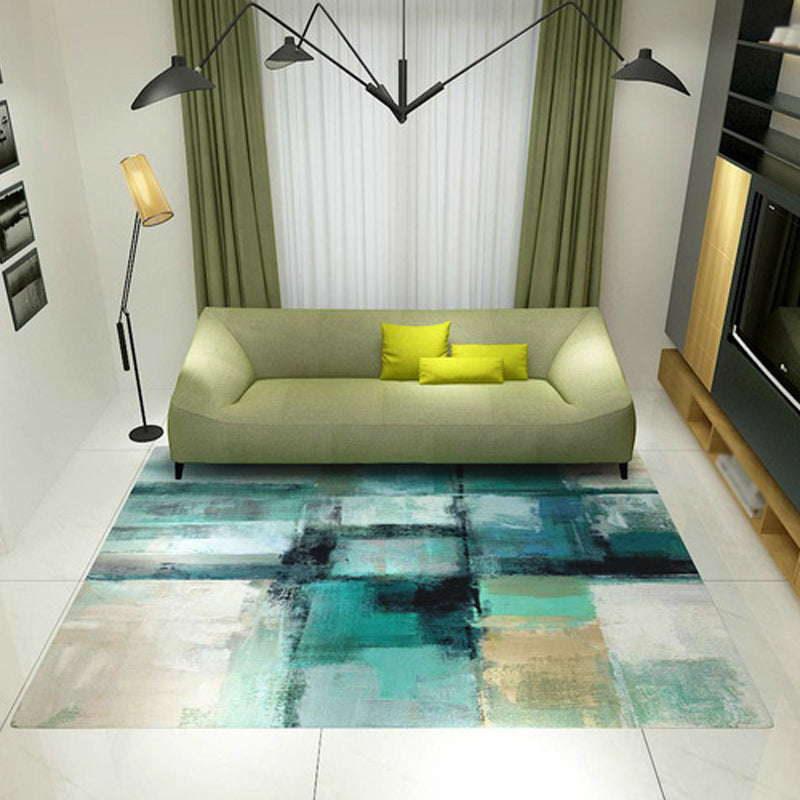 Unique Brushstroke Painting Pattern Rug Blue Industrial Rug Polyester Pet Friendly Washable Non-Slip Area Rug for Bedroom Light Blue Clearhalo 'Area Rug' 'Rug' 1812503