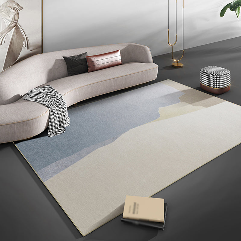 Beige and Blue Colorblock Rug Chenille Modern Rug Pet Friendly Washable Non-Slip Area Rug for Living Room Blue Clearhalo 'Area Rug' 'Rug' 1812591