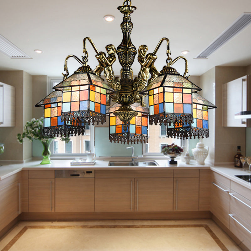 Modern stained hot sale glass chandelier