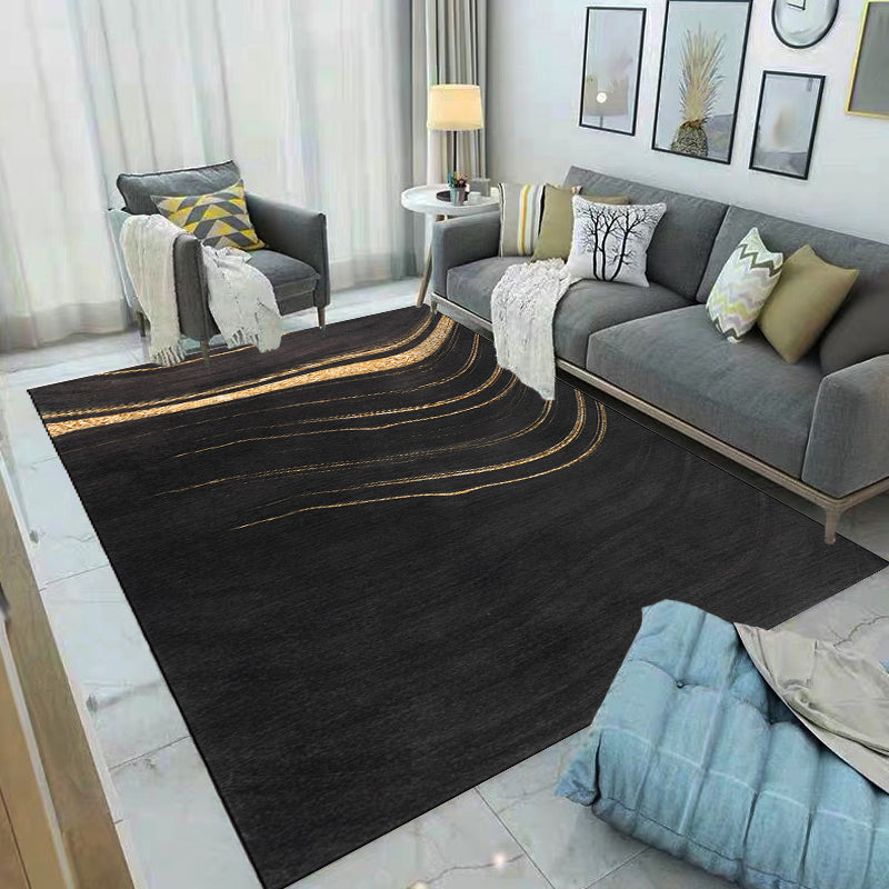 Yellow and Green Abstract Rug Chenille Modern Rug Pet Friendly Washable Non-Slip Area Rug for Living Room Black Clearhalo 'Area Rug' 'Modern' 'Rugs' Rug' 1812782