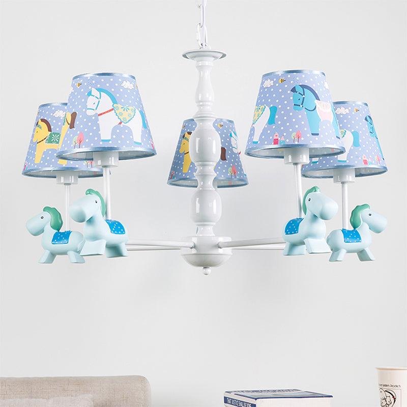 Nordic Stylish Pony Chandelier Metal Multi Head Hanging Lamp for Dinging Room 5 Blue Clearhalo 'Ceiling Lights' 'Chandeliers' Lighting' options 181279_d51db75c-43b9-4f90-8510-fc0797b13bf0