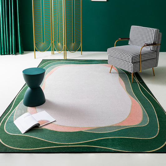 Modernism Abstract Rug Green Chenille Rug Non-Slip Pet Friendly Washable Area Rug for Bedroom Green Clearhalo 'Area Rug' 'Modern' 'Rugs' Rug' 1812801