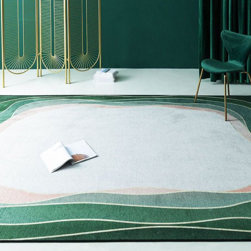 Modernism Abstract Rug Green Chenille Rug Non-Slip Pet Friendly Washable Area Rug for Bedroom Clearhalo 'Area Rug' 'Modern' 'Rugs' Rug' 1812802