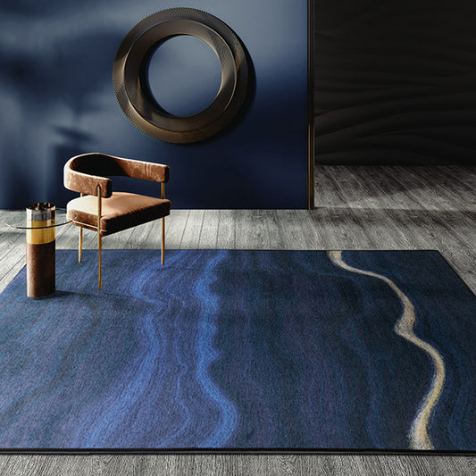 Creative Abstract Rug Blue Minimalist Rug Chenille Pet Friendly Washable Non-Slip Area Rug for Bedroom Blue Clearhalo 'Area Rug' 'Modern' 'Rugs' Rug' 1812808