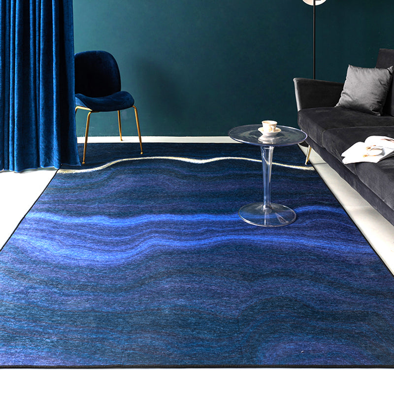 Creative Abstract Rug Blue Minimalist Rug Chenille Pet Friendly Washable Non-Slip Area Rug for Bedroom Clearhalo 'Area Rug' 'Modern' 'Rugs' Rug' 1812809