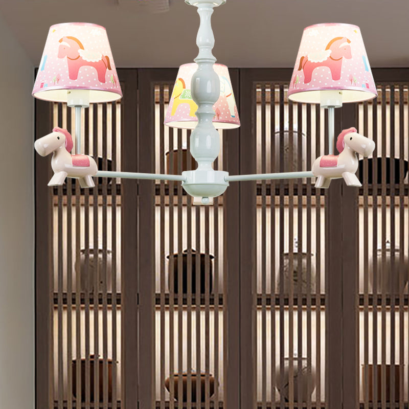 Nordic Stylish Pony Chandelier Metal Multi Head Hanging Lamp for Dinging Room 3 Pink Clearhalo 'Ceiling Lights' 'Chandeliers' Lighting' options 181281_e5e63b53-79c9-48d0-9fca-b9a6af184235