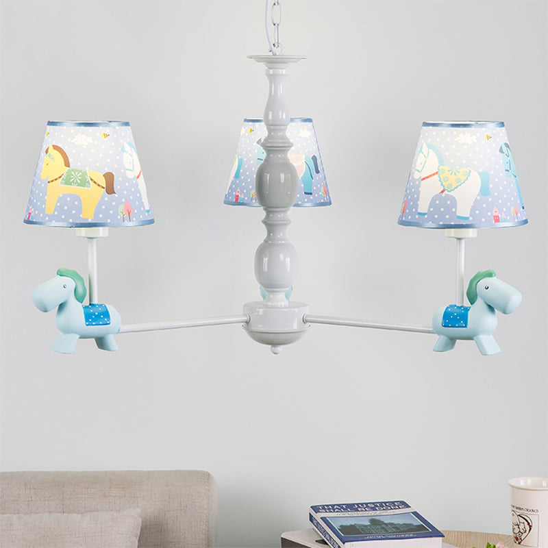 Nordic Stylish Pony Chandelier Metal Multi Head Hanging Lamp for Dinging Room 3 Blue Clearhalo 'Ceiling Lights' 'Chandeliers' Lighting' options 181286_d0fb6e94-8a6d-43ec-8335-109d5b353da3