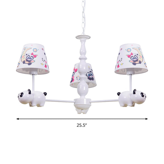 Baby Bedroom Panda Chandelier with Tapered Shade Metal Contemporary White Pendant Light Clearhalo 'Ceiling Lights' 'Chandeliers' Lighting' options 181301