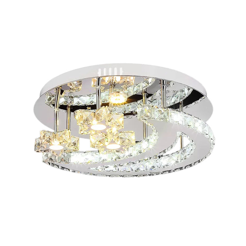 Luxurious Chrome Flush Mount Light Moon & Starry Metal LED Ceiling Lamp for Bedroom Clearhalo 'Ceiling Lights' 'Close To Ceiling Lights' 'Close to ceiling' 'Semi-flushmount' Lighting' 181511