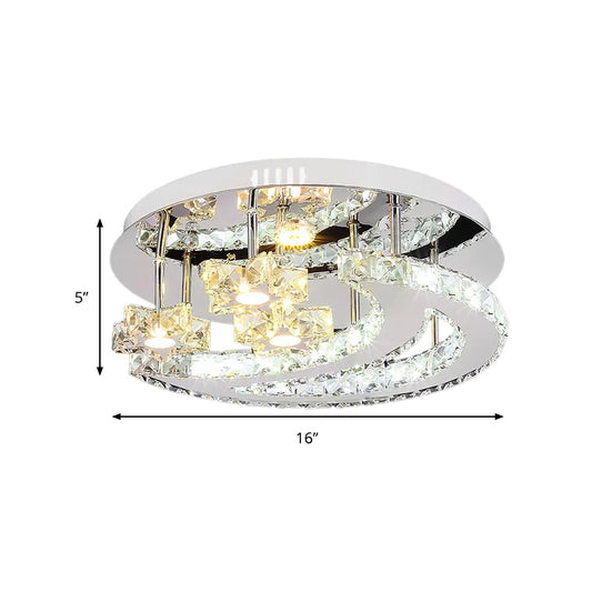 Luxurious Chrome Flush Mount Light Moon & Starry Metal LED Ceiling Lamp for Bedroom Clearhalo 'Ceiling Lights' 'Close To Ceiling Lights' 'Close to ceiling' 'Semi-flushmount' Lighting' 181512